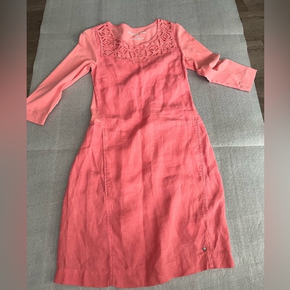 [34/S]Sandwich Linen Spiced Coral LS Shift Dress - Picture 2 of 10